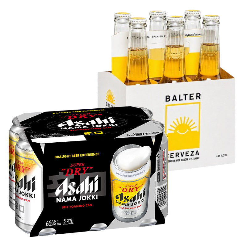 Asahi 340ml 6pk Cans, Balter 355ml 6pk Bottles Two For $35