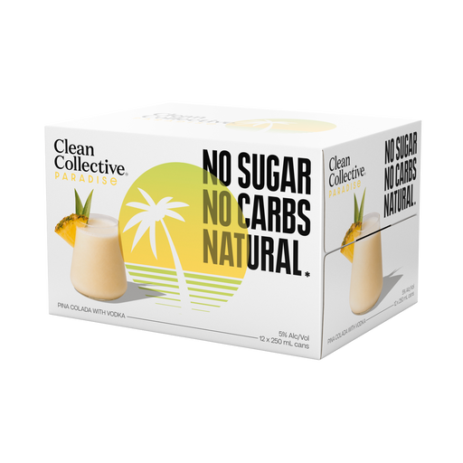 Clean Collective Paradise Pina Colada with Vodka 5% 12 Pack Cans 250ml Paradise Pina Colada with Vodka 5% 12 Pack Cans 250ml