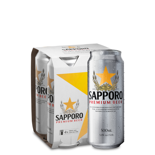 Sapporo Premium Beer 4 Pack Cans 500ml