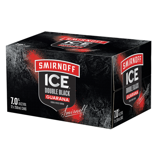 Smirnoff Ice Double Black Guarana 7% 12 Pack Cans 250ml