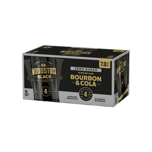 Woodstock Black Bourbon & Cola Zero Sugar 7% 10 Pack Cans 250ml