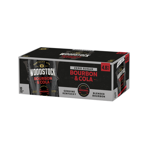 Woodstock Bourbon & Cola Zero Sugar 4.8% 10 Pack Cans 330ml