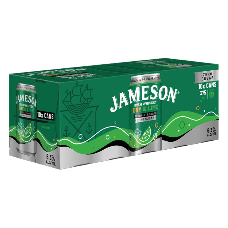 Jameson Dry & Lime Zero Sugar 6.3% 375ml cans 10pk