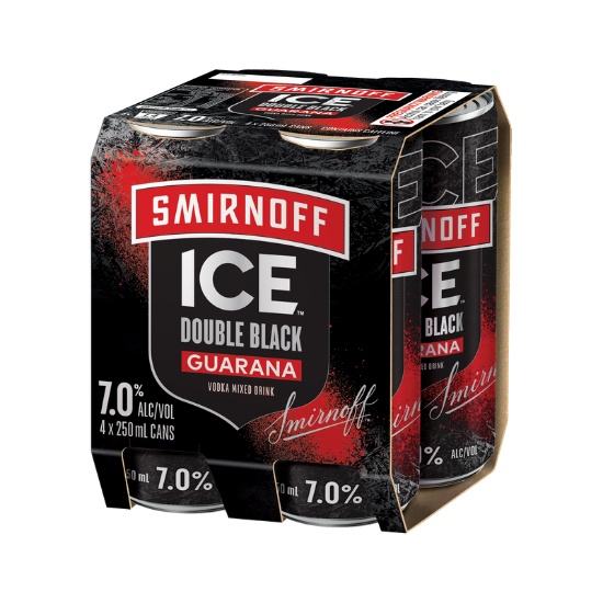 Smirnoff Ice Double Black Guarana 7% Cans 4x250ml