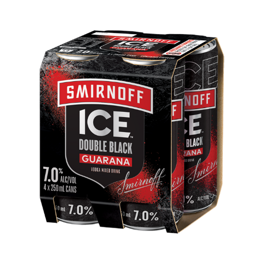 Smirnoff Ice Double Black Guarana 7% Cans 4x250ml