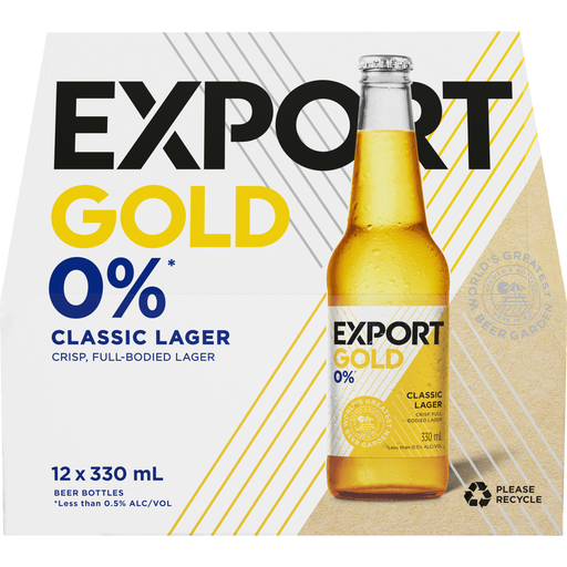 Export Gold 0% 12 Pack Bottles 330ml