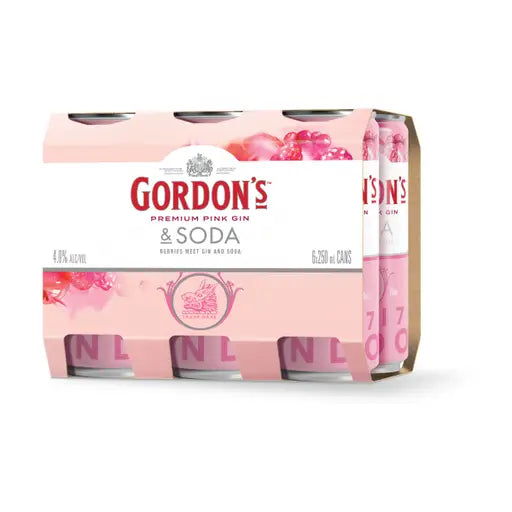 Gordon's Premium Pink Gin & Soda 4% 6 Pack Cans 250ml