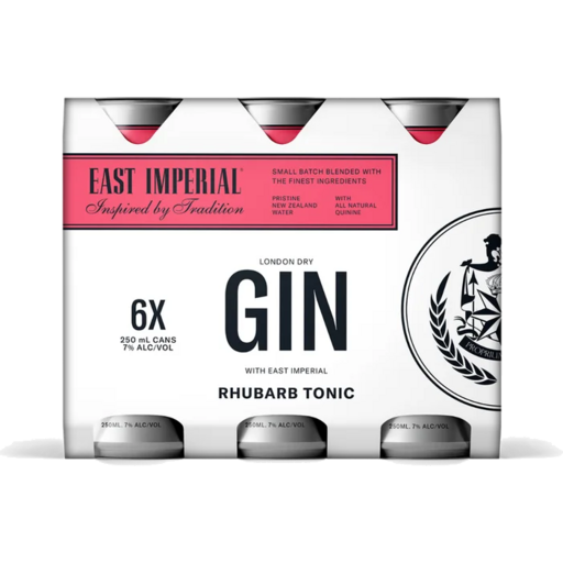 East Imperial Pink Gin and Rhubarb Tonic 7% Cans 6 x 250mL