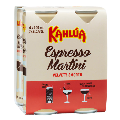 Kahlua Espresso Martini 7% 4 Pack Cans 200ml