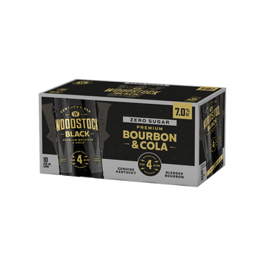 Woodstock Black Bourbon & Cola Zero Sugar 7% 10 Pack Cans 250ml