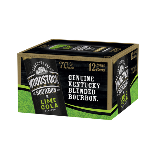 Woodstock Bourbon & Lime Cola 7% 12 Pack Cans 250ml